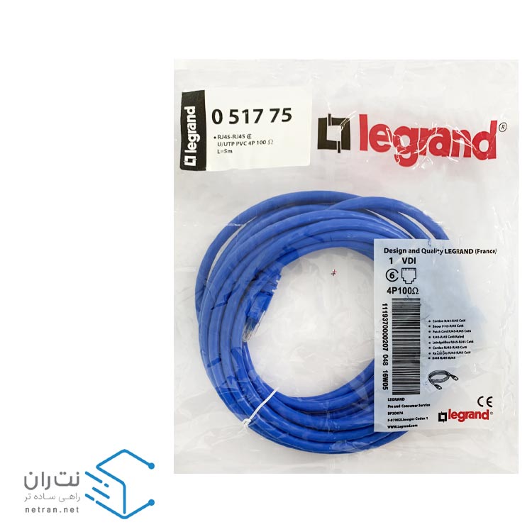 پچ کورد لگراند (کابل لن) Cat6 UTP روکش PVC آبی 5 متری-4